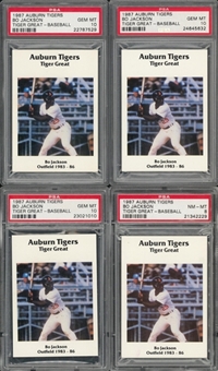 1987 Auburn Tigers Bo Jackson/Baseball PSA-Graded Collection (4) Including PSA GEM MT 10 Examples (3)
